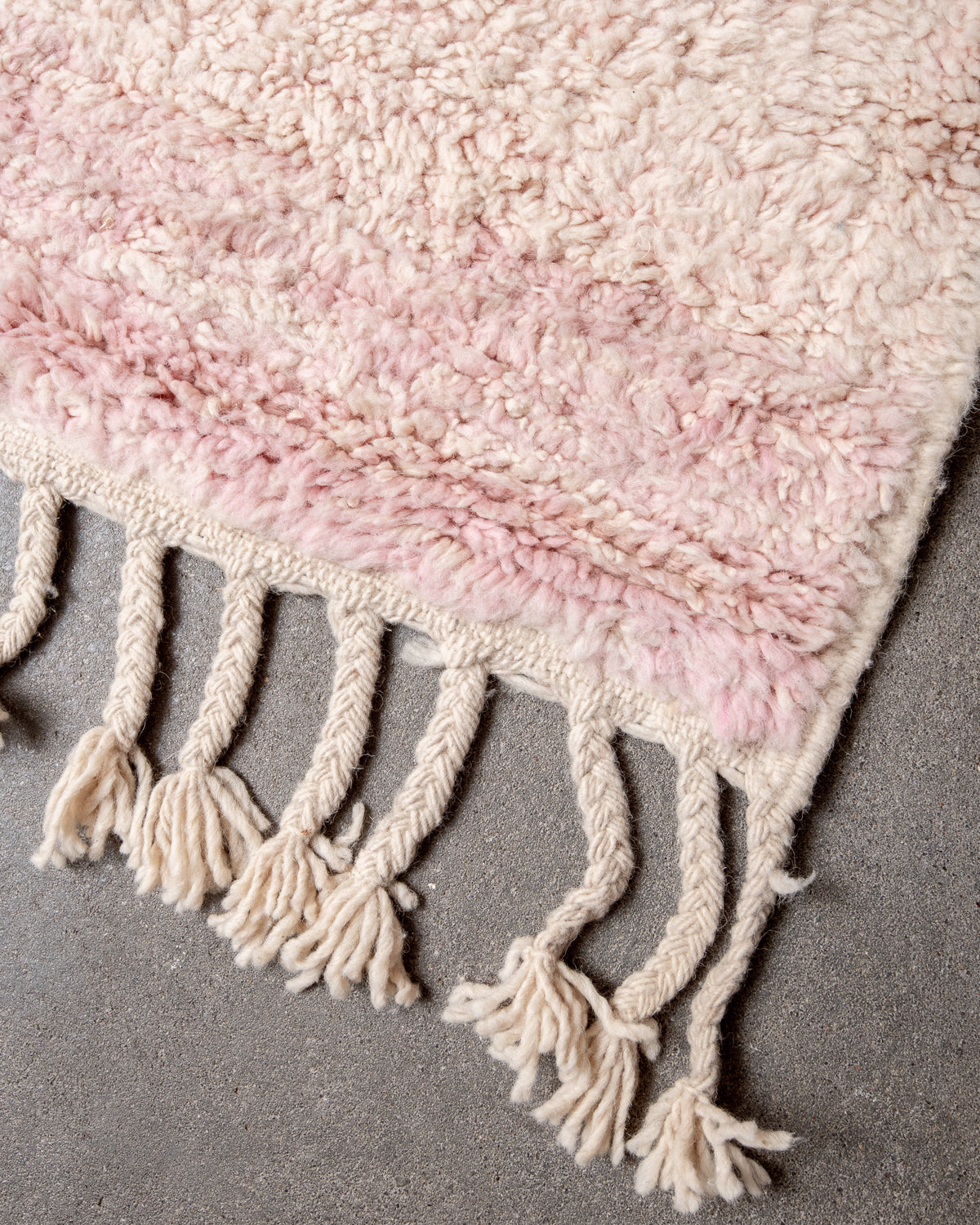 Modern, designer, handcrafted Berber rug from Morocco. Beniourain carpet with beautiful colours and patterns and fluffy wool texture.